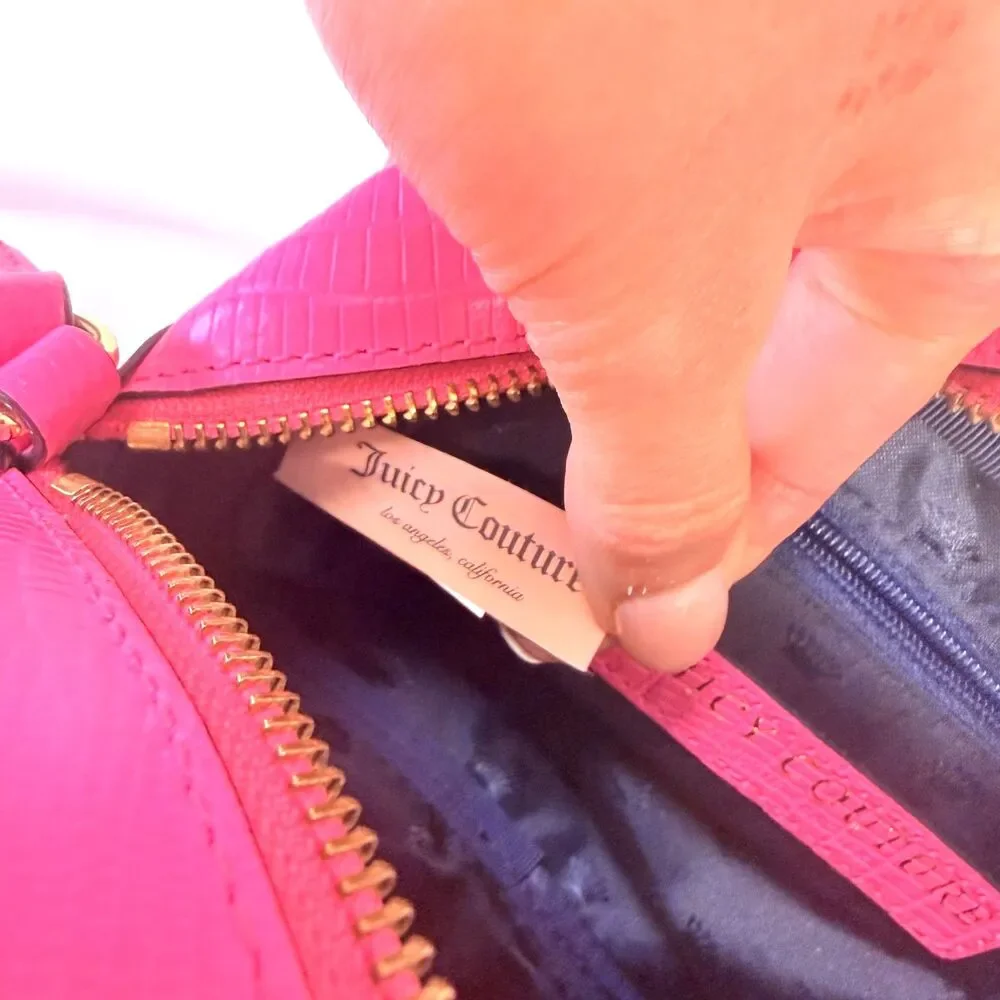 RARE NWT‎ Juicy Couture Pink Purse Camera Bag Leather Lizard Embossed Crossbody